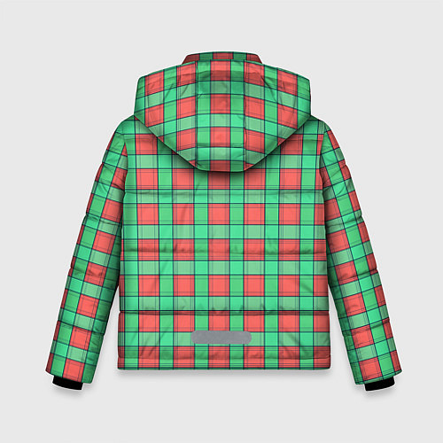 Зимняя куртка для мальчика Клетчатый зелено -оранжевый паттерн / 3D-Светло-серый – фото 2