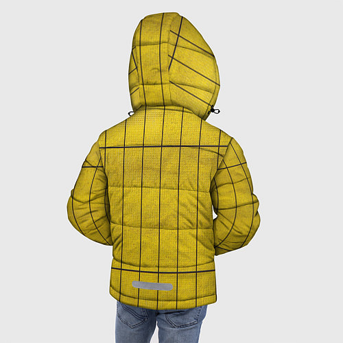 Зимняя куртка для мальчика Жёлтый фон и чёрные параллельные линии / 3D-Красный – фото 4