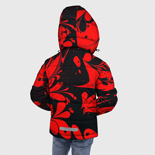 Зимняя куртка для мальчика Красно-черный узор / 3D-Черный – фото 4