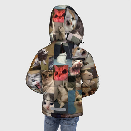 Зимняя куртка для мальчика Мемные котики / 3D-Черный – фото 4