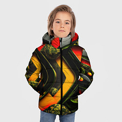 Куртка зимняя для мальчика Зеленая абстракция, цвет: 3D-черный — фото 2