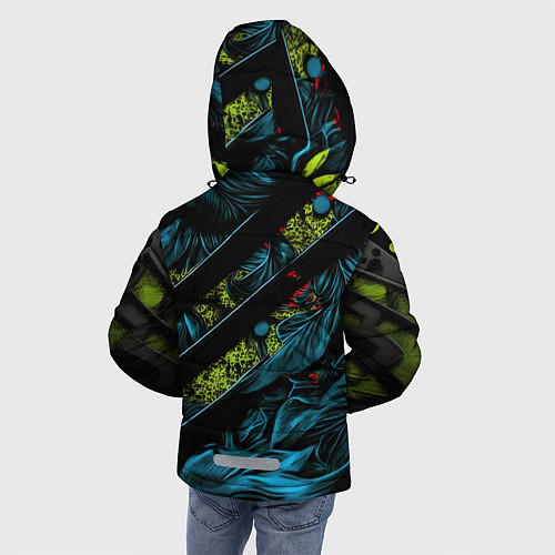 Зимняя куртка для мальчика Зеленая объемная абстракция / 3D-Черный – фото 4