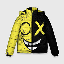 Куртка зимняя для мальчика Смайлик с улыбкой, цвет: 3D-черный