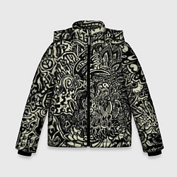 Куртка зимняя для мальчика Татуировочный орнамент, цвет: 3D-черный