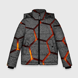 Куртка зимняя для мальчика Металлические плиты и лава, цвет: 3D-светло-серый
