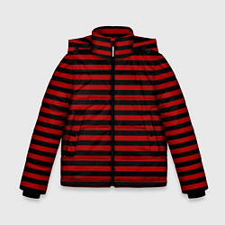 Куртка зимняя для мальчика Темно-красные полосы, цвет: 3D-черный
