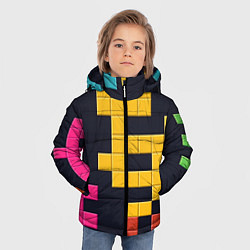 Куртка зимняя для мальчика Узор Тетрис абстракции, цвет: 3D-черный — фото 2