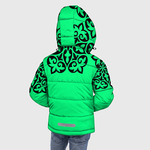 Зимняя куртка для мальчика Мандала на неоновом кислотном цвете / 3D-Светло-серый – фото 4