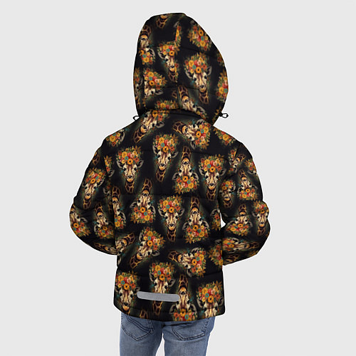 Зимняя куртка для мальчика Паттерн жираф с цветами: арт нейросети / 3D-Черный – фото 4