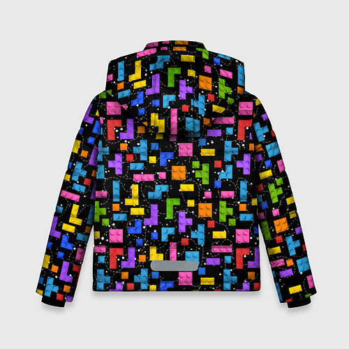 Зимняя куртка для мальчика Тетрис лего паттерн / 3D-Светло-серый – фото 2