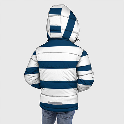 Зимняя куртка для мальчика Бело-синий полосатый узор / 3D-Красный – фото 4