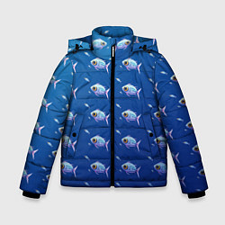Куртка зимняя для мальчика Subnautica паттерн с рыбками, цвет: 3D-красный