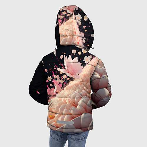 Зимняя куртка для мальчика Множество розовых цветов / 3D-Черный – фото 4