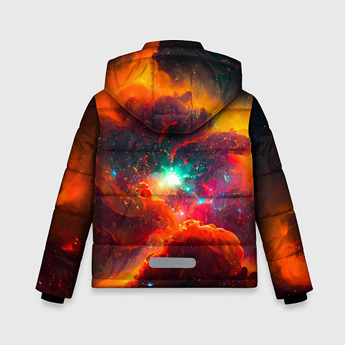 Зимняя куртка для мальчика Небула в космосе в оранжевых тонах - нейронная сет / 3D-Светло-серый – фото 2