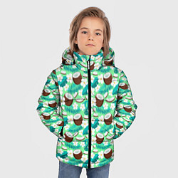 Куртка зимняя для мальчика Летний паттерн с кокосом, цвет: 3D-черный — фото 2