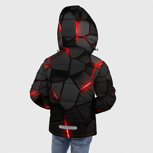 Зимняя куртка для мальчика Плиты с красной подсветкой / 3D-Черный – фото 4