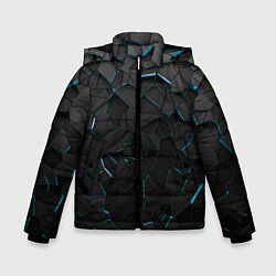 Куртка зимняя для мальчика Плиты с синей неоновой подсветкой, цвет: 3D-черный