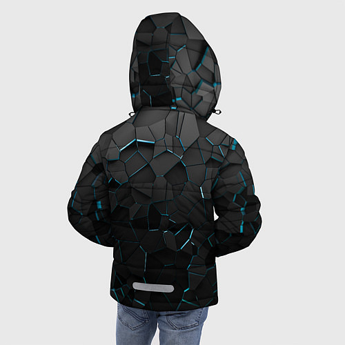 Зимняя куртка для мальчика Плиты с синей неоновой подсветкой / 3D-Черный – фото 4