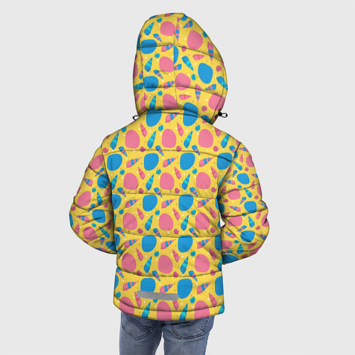 Зимняя куртка для мальчика Летний паттерн с ракушками / 3D-Черный – фото 4