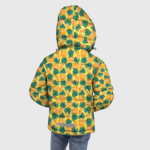 Зимняя куртка для мальчика Летний паттерн с апельсинами / 3D-Черный – фото 4