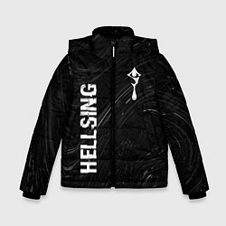 Зимняя куртка для мальчика Hellsing glitch на темном фоне: надпись, символ