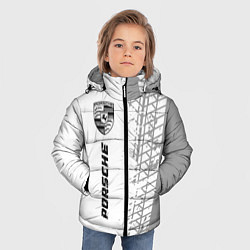 Куртка зимняя для мальчика Porsche speed на светлом фоне со следами шин: по-в, цвет: 3D-черный — фото 2