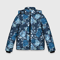 Зимняя куртка для мальчика Голубые розы паттерн