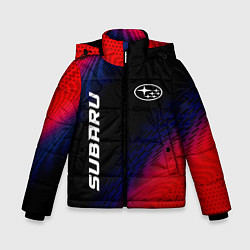 Куртка зимняя для мальчика Subaru красный карбон, цвет: 3D-черный