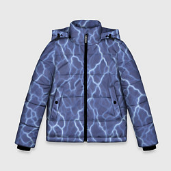 Куртка зимняя для мальчика Электрический разряд на голубом фоне, цвет: 3D-светло-серый