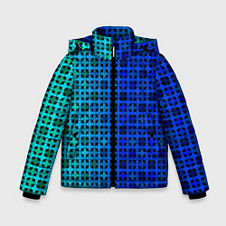 Куртка зимняя для мальчика Сине-зеленый геометрический узор, цвет: 3D-черный