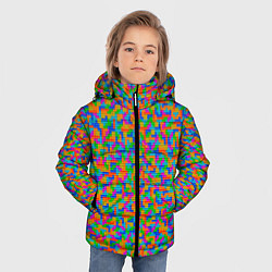 Куртка зимняя для мальчика Мелкие блоки Тетрис, цвет: 3D-черный — фото 2