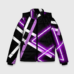 Зимняя куртка для мальчика Фиолетовые полоски с неоном