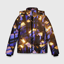 Зимняя куртка для мальчика Фиолетовые и светящиеся кубы
