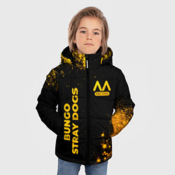 Куртка зимняя для мальчика Bungo Stray Dogs - gold gradient: надпись, символ, цвет: 3D-черный — фото 2