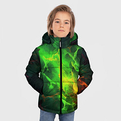 Куртка зимняя для мальчика Зеленое свечение молния, цвет: 3D-черный — фото 2