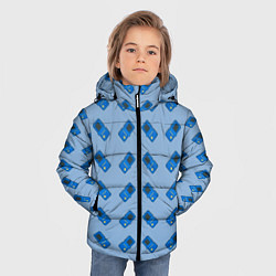 Куртка зимняя для мальчика Синяя консоль тетрис, цвет: 3D-красный — фото 2