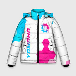 Зимняя куртка для мальчика Yamaha neon gradient style: надпись, символ