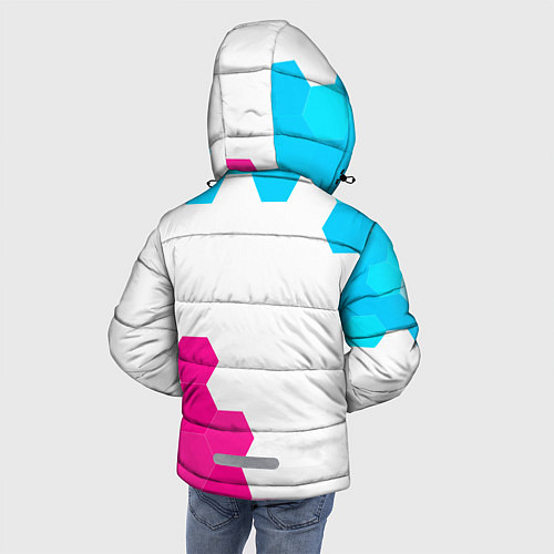 Зимняя куртка для мальчика Yamaha neon gradient style: надпись, символ / 3D-Черный – фото 4
