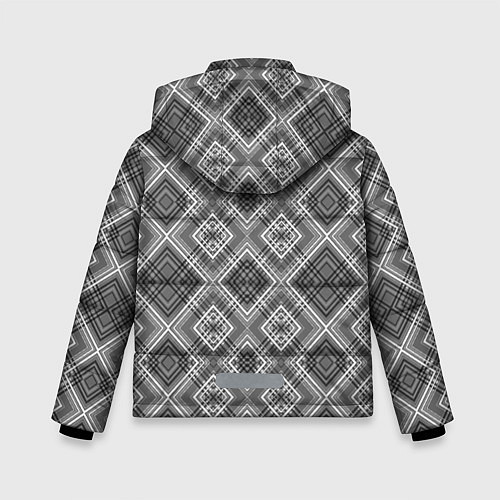 Зимняя куртка для мальчика Геометрический узор черно белые ромбы / 3D-Светло-серый – фото 2