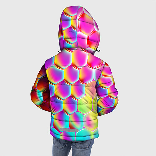 Зимняя куртка для мальчика Розовая чешуя - текстура / 3D-Красный – фото 4