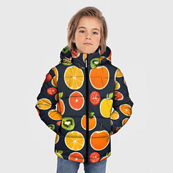 Куртка зимняя для мальчика Фрукты и ягоды, цвет: 3D-черный — фото 2