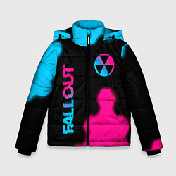 Зимняя куртка для мальчика Fallout - neon gradient: надпись, символ