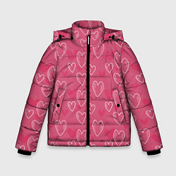 Куртка зимняя для мальчика Нарисованные сердца паттерн, цвет: 3D-черный