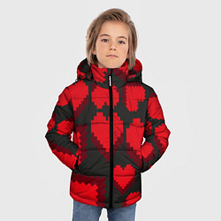 Куртка зимняя для мальчика Pixel hearts, цвет: 3D-черный — фото 2