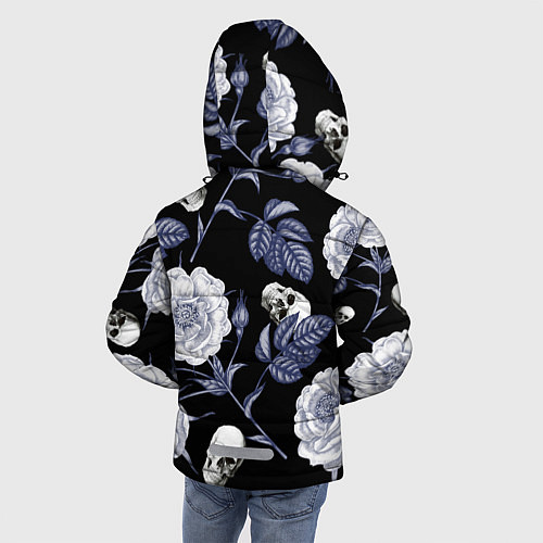 Зимняя куртка для мальчика Черепа с розами / 3D-Черный – фото 4