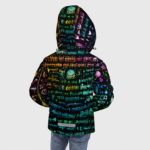 Зимняя куртка для мальчика Символы психоделика - нейронная сеть / 3D-Черный – фото 4