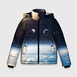 Куртка зимняя для мальчика Космос и планета Сатурн, цвет: 3D-светло-серый