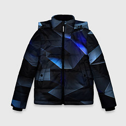 Куртка зимняя для мальчика Синие и черные кубы, цвет: 3D-черный