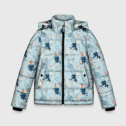 Зимняя куртка для мальчика Японский паттерн с журавлем
