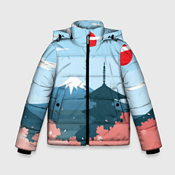 Куртка зимняя для мальчика Вид на Фудзияму - Япония, цвет: 3D-светло-серый